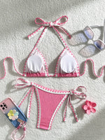 Splicing Wrinkled Pleated Bikinis 2025 High Cut Bikini Women Swimwear Female Swimsuit Two-pieces Bikini Set Bathing Suit Swim