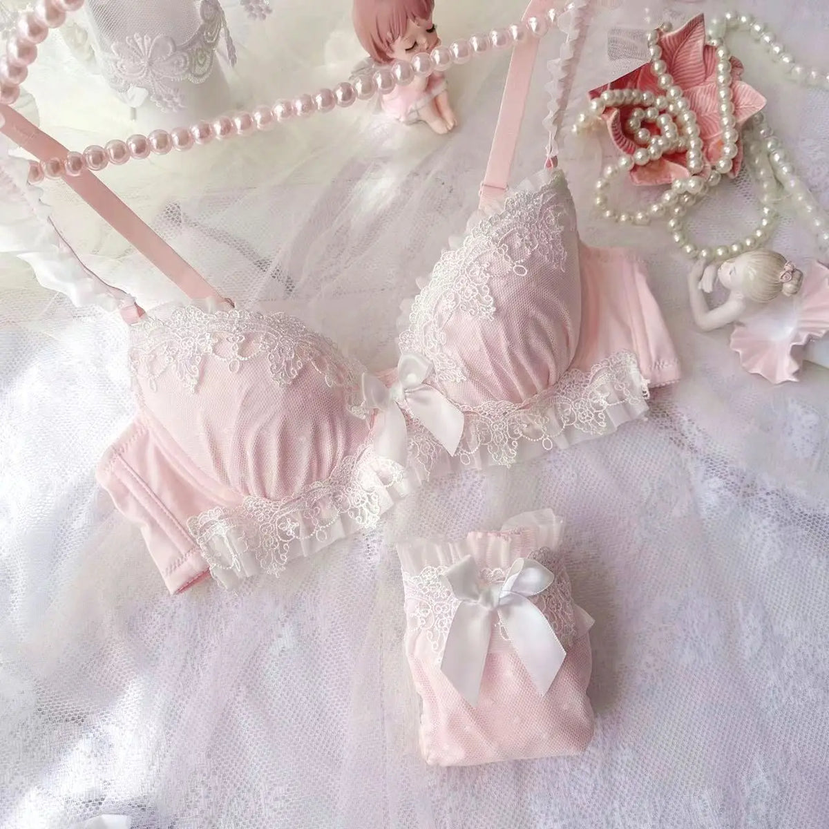 School! MOYISU Japanese Embroidery Bra Set Water Lace Thin Cup Push Up Small Chest Cute Bralette Top Teen Girls AU Summer Sale