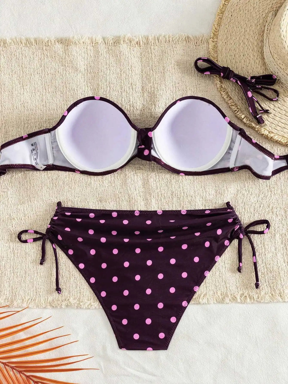Sexy Black Polka Dot Print Bikini Set 2026 Women Pleate Push Up Drawstring Side High Waist Swimsuit Beach Bathing Suit Swimwear
