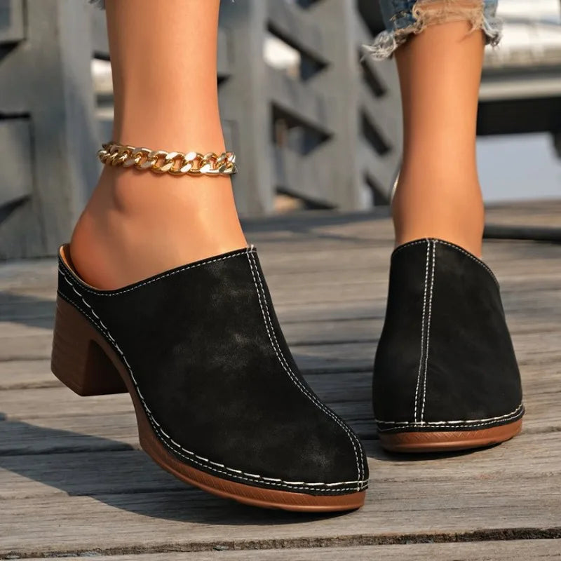 2026 Women High heels Closed Toe Wedge Vintage Sandals Ladies Platform Designer Shoes New Summer Fashion Slippers Slides Women