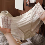 Anti-septic Women Underpants Women Panties Mid Waist Lace Bow Decor Tummy Control Butt-lifted Soft Stretchy Quick Dry Briefs