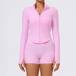 Hearuisavy Summer Ultra-Soft Fabrics Tight Sports Jackets Women Zipper Gym Yoga Clothes Female Quick-Dry Long Sleeve Sportswear