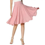 Women Skirt Elastic High Waist A-Line Style Skirt Solid Color Large Hem Skater Skirt Bohemia Style Skirts Women's skirt