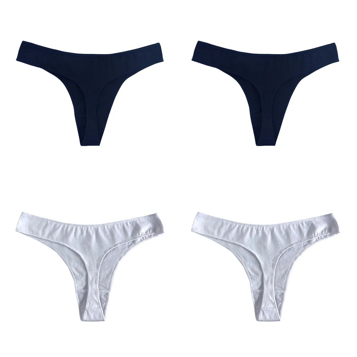 4Pcs/Set Cotton Panties Women Low-Rise Thong G-string Solid Breathable Stretchy Underwear Ladies Sexy T-back Lingerie M-XL