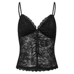 2026 Summer Women Vest Split-Front Bows Spaghetti Strap Lace Tank Tops Sleeveless Camisole Out Going Retro Streetwear