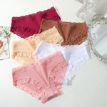 FINETOO 9Pcs/Set Women Lace Hipster Panties Cotton Briefs Soft Stretch Underwear for Ladies Mid Rise Lace Trim Briefs Breathable Multicolor Pantys No‑Show Daily Wear Women Underpants S‑XXL