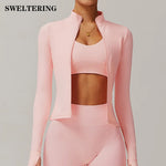 Yoga Shirts For Women Zipper Long Sleeve Fitness Jacket Running Gym Clothes Workout Dry Fit Breathable High Elastic Sports Top