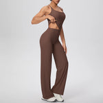 Yoga Set 2PCS Women Tracksuit Nude Feeling Workout Sets Gym Clothes Push Up Fitness Running Sportswear Sport Vest Leggings Suit