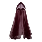 Halloween Ghost Cosplay Costume Cloak Adult Hooded Lace-up Full-Length Sheer Cape with Oversized Hood