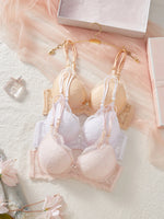 3-Pack Women's Underwear Set Lace Floral Fabric Push-Up Bra for Women Underwire Unpadded Sexy Lingerie Set