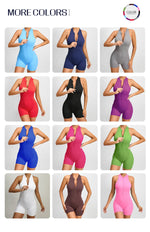 Women Yoga V Backless Jumpsuit Workout Bodysuit Sleeveless Gym Bodycon Sportswear Fitness Yoga Suit One Piece Outfit