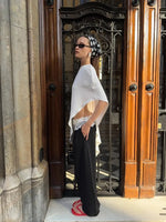 Trendix White Asymmetrical Cover Up For Women Fashion Ruffle Hem Loose Short Sleeve Shirts Casual Elegant Commuting Pullover Top