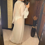 New Sexy V Neck Ruffled Long Sleeve Chiffon Tunic Beach Cover Up Cover-ups Beach Dress Beach Wear Beachwear Female Women V5976