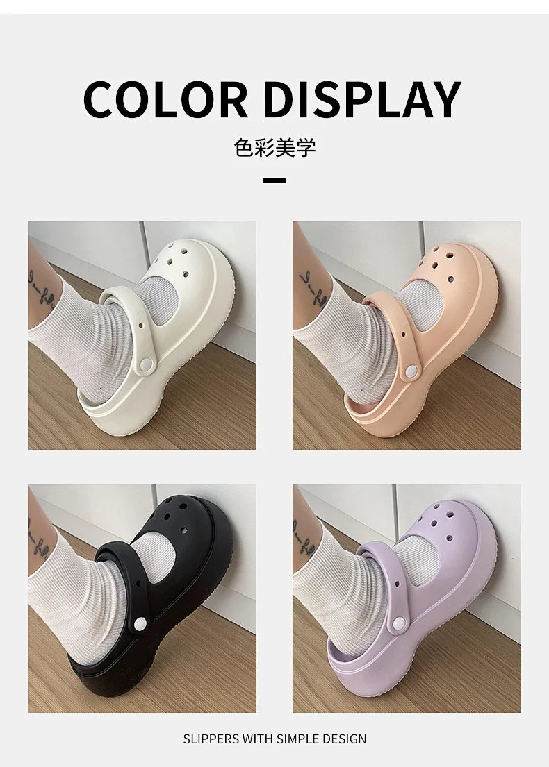 Fashion Mary Jane Garden Shoes Woman Platform Slippers Cute DIY Thick Sole Girls Summer Indoor Beach Slides Ladies Footwear