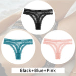 3Pcs/set Lace Thongs Women Floral G-string Underwear Trendy Letter T-Back Underpants Sexy Low Waist Bikini Panties Ladies Panty