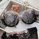 MOYISU Luxury French Pure Desire White Lace Thin Sexy Gauze Underwear Set Embroidery Girl Push-up Bra Big Size Big Breasts Small
