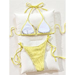 2026 Wrinkled Crinkled Halter Bikini Women Swimwear Female Swimsuit Strappy Bather Bathing Suit Swim Two-pieces Bikini set K8057