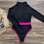 2026 Surfing Sport Swimsuit Long Sleeves Women One Piece SwimsuitSwimwear Solid Monokini Bathing Suit Tropical Bodysuit Female