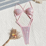 Pink Sequin Shiny Micro Bikini Swimwear Sexy One Piece Swimsuit Woman 2026 String Backless Bathing Swimming Suit Wear Monokini