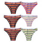 6PCS/Set Cotton Panties For Women Striped Briefs Low Waist Bottoms Female Sports Underpants Seamless Underwear Sexy Lingerie