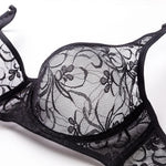 Bra For Womens Underwear Lace Bra Underwire BH Hollow Out Embroidery Perspective Sexy Lingerie Tops Plus Size Brassiere