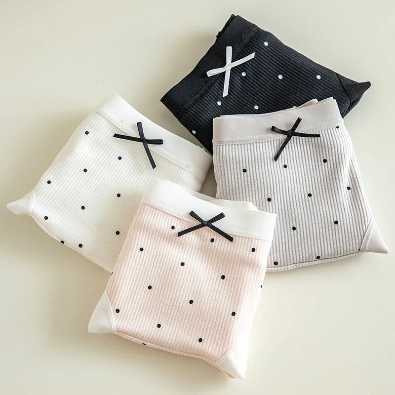 4pcs New Arrival Mid Waist Dot Print Underwear Ladies Sexy Panties for Women Comfortable Girls Briefs Intimates Lingerie