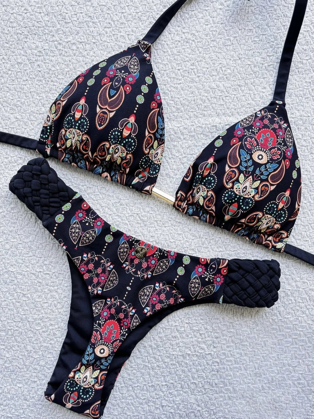 Fashion Print Halter Mini Thong High Cut Bikini Female Swimsuit Women Swimwear Two-pieces Bikini Set Bather Bathing Suit Swim