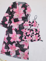 3-Piece Set BohemianPrint Beach Sunshade Clothing Women's Drawstring Swimsuit Shorts Comfortable Summer Vacation Swimwear