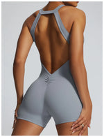 Short Sports Jumpsuit Women Hollow Out Backless Sleeveless High Elasticit Yoga One Piece Suit Tight Fitting Fitness Rompers