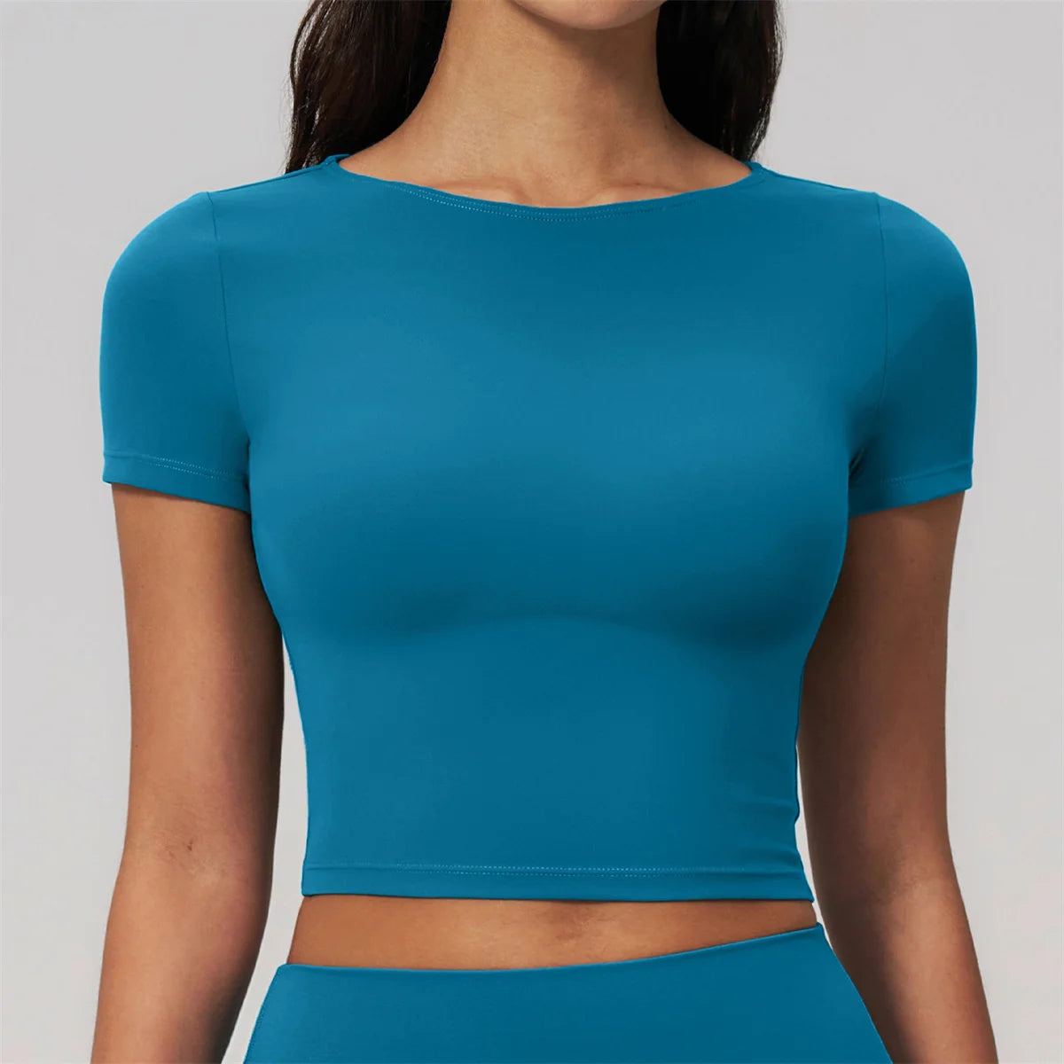 Brushed Yoga T Shirts Women Short Sleeve O Neck Slimming Sports Top Breathable Gym Running Fitness T-shirt Workout Clothes
