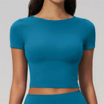 Brushed Yoga T Shirts Women Short Sleeve O Neck Slimming Sports Top Breathable Gym Running Fitness T-shirt Workout Clothes