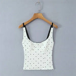 Sexy Polka Dot Camisole For Women Niche Lace Collar Slim-fit Outerwear Suitable For Seaside Vacations Elegant Charming 9B81