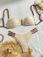 DEKA U Neck Wrinkled Crinkled Bikini Women Swimwear Female Swimsuit Two-pieces Bikini set High Cut Bather Bathing Suit Swim