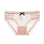 Cute Bowknot Girl's Knickers Transparent Mesh Yarn Ladies Panties Elastic Ruffled Edge Seamless Cotton Crotch Women's Brieifs