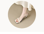 2026 New Women's Summer New Fashion Square Toe Simple Solid Color Sandals Outdoor Open Toe Casual Banquet Party Women's Sandals