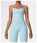Strappy Sports Bra For Women Gym Workout Tops Sexy Yoga Bra Gather Fitness Push Up Training Running Female Sport Vest