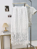 Dot Solid Minimalist Casual Skirt For Women High Waist Patchwork Zipper Irregular Hollow Out Skirts Female Fashion New OPM8