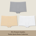 3Pcs Women's Seamless Panties Sports Boxer Underwear Female Solid Color Comfortable Briefs Cozy Lingerie Intimate Underpant S-XL