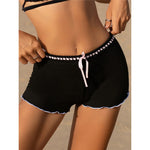 XS - L Bow Mini Shorts Ribbed Bikini Bottom Swim Brief Women Swimwear Female Bather Brazilian Tanga Panties Underwear V6538