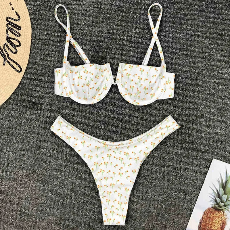 Underwired V-Bar Bikinis 2026 Polka Dot Bikini Women Swimsuit Female Swimwear Two Pieces Bikini Set Push Up Bathing Suit Swim