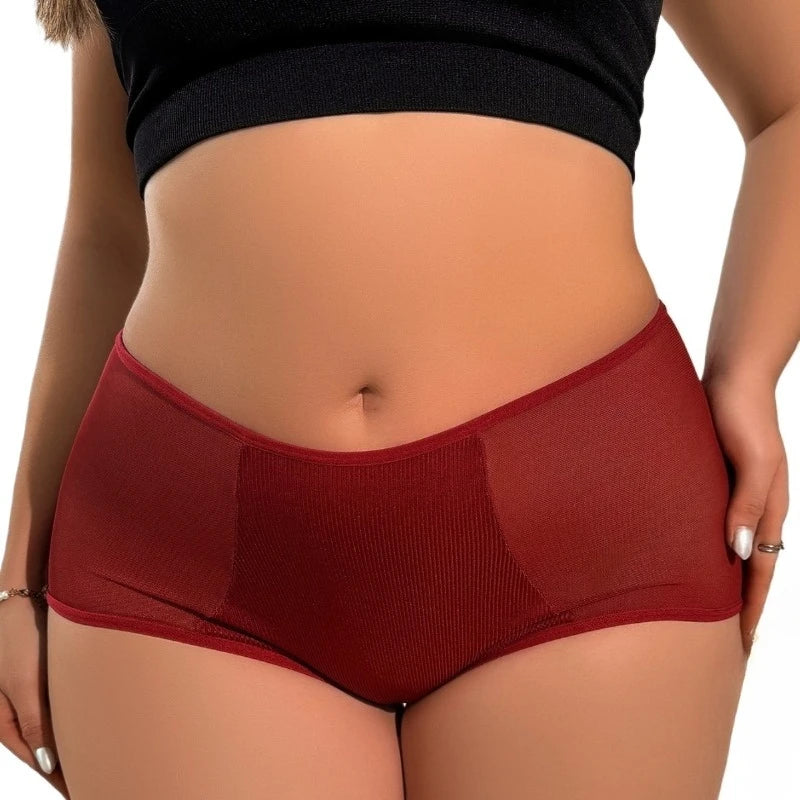 High-Quality Plus Size Women's Briefs Mid-Rise Solid Color Cotton Crotch Soft Breathable Seamless Comfortable Casual Underwear