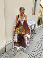 Casual Vacation Style Print Spaghetti Strap long Dresses Women Sexy V-neck Backless Loose Sleeveless Dress Female Summer New