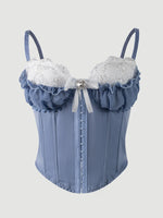 Sexy Top Mesh Lace Patchwork Cotton Hot Girl Fishbone Strap High-end Wear Top For Women Bowknot Pure Desire Vest Charming PWGG