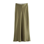 Foridol Autumn Winter Burgundy Satin Skirt Women Party Silk Skirt High Waist Straight Long Faldas Mujer Christmas Skirt