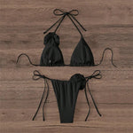 Sexy 3D Flower Black Triangle Bikinis Sets Micro Thong Swimsuit Women String Halter Bathing Suit Bikini 2026 Mujer Biquinis Swim
