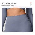 Hearuisavy Sports Set 2Pcs Women'sLong Sleeve Backless Fitted Fitness Top Push Up Pilates Yoga Top Wide Leg Straight Leg Pants