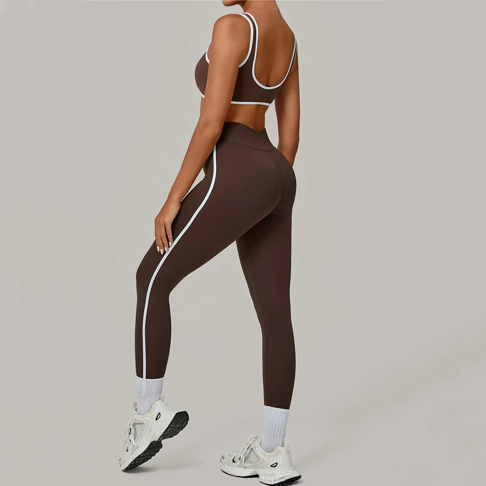 2PCS Women's Padding Sports Bra Pants Yoga Set High Waist Peach Hip Fitness Suit Running Workout Gym Leggings Yoga Set XP397