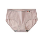 1 Pack Women's Ribbed Cotton Panties Stretchy Mid Rise Underwear Sexy Lingerie Breathable Japanese Style Multicolor Briefs M-XL