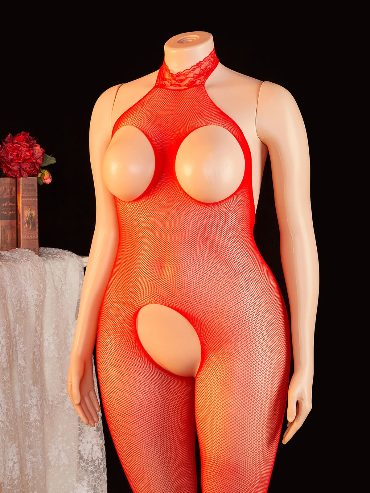 Women's Netted Bodysuit Open Crotch High Cut One Piece Teddy Sexy Lingerie Fishnet Leotard Erotic Costume