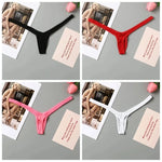 4PCS Thong Sexy Low Waist Mini Panties Deep V Thong Women's Breathable One Line Bikini Bottom Thong Female Panty Women Underwear